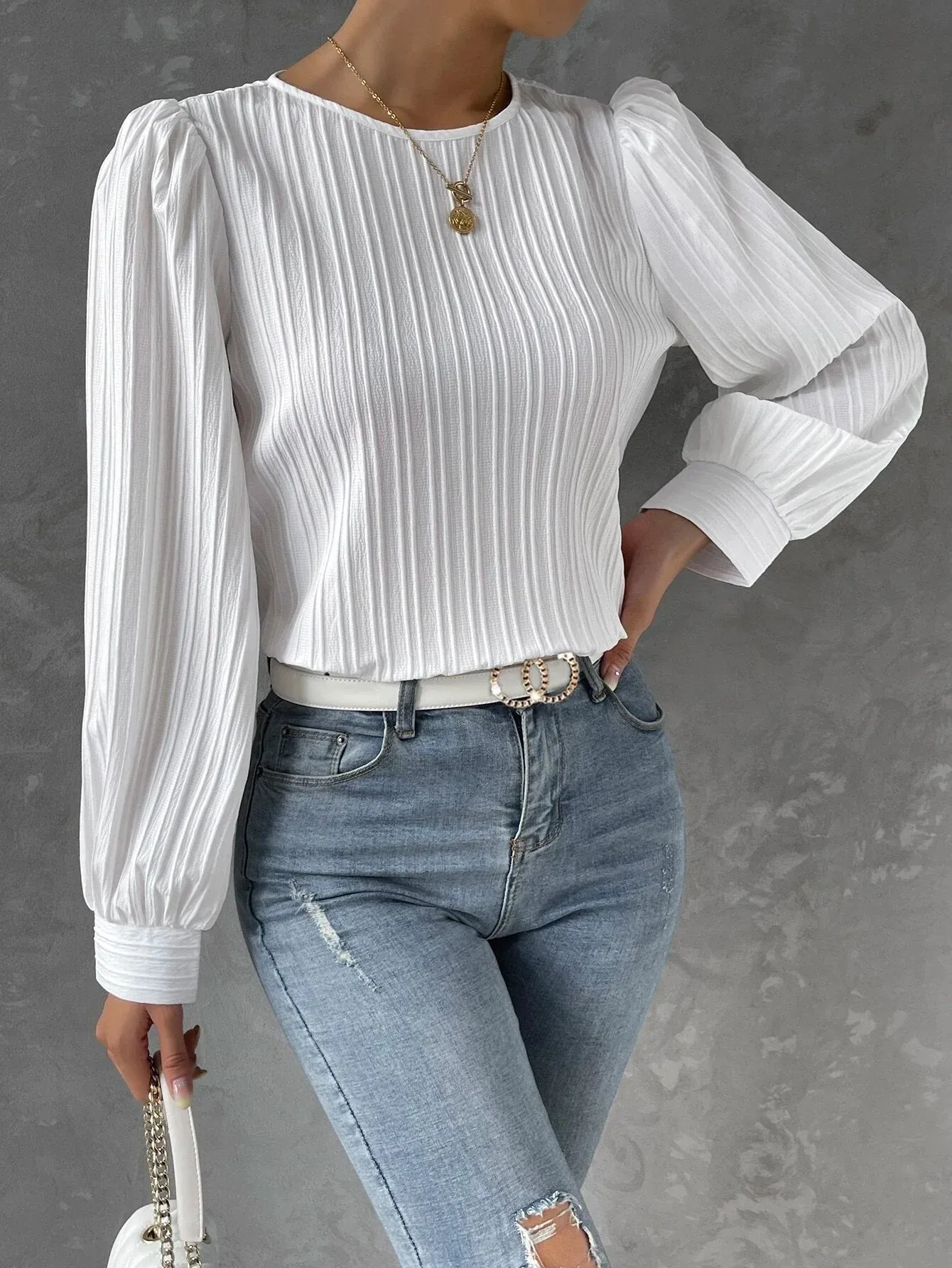 Norma® | Textured Long Sleeve Blouse