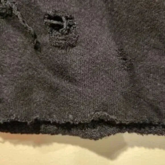 n:PHILANTHROPY distressed sweat shorts with raw hem and back pocket black NWT