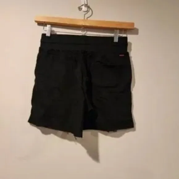 n:PHILANTHROPY distressed sweat shorts with raw hem and back pocket black NWT