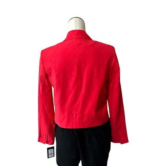 NWT DKNY  Long Sleeve Cargo Pocket Cropped Blazer IN COLOR FLAME