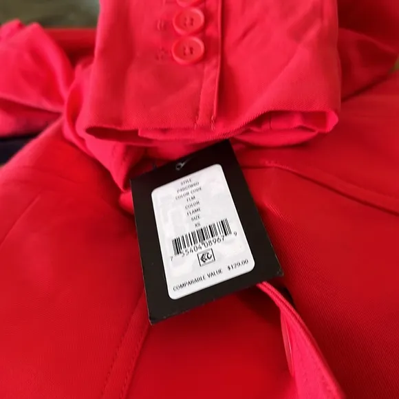 NWT DKNY  Long Sleeve Cargo Pocket Cropped Blazer IN COLOR FLAME