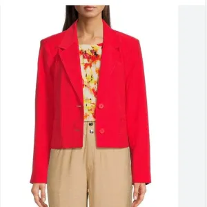 NWT DKNY  Long Sleeve Cargo Pocket Cropped Blazer IN COLOR FLAME