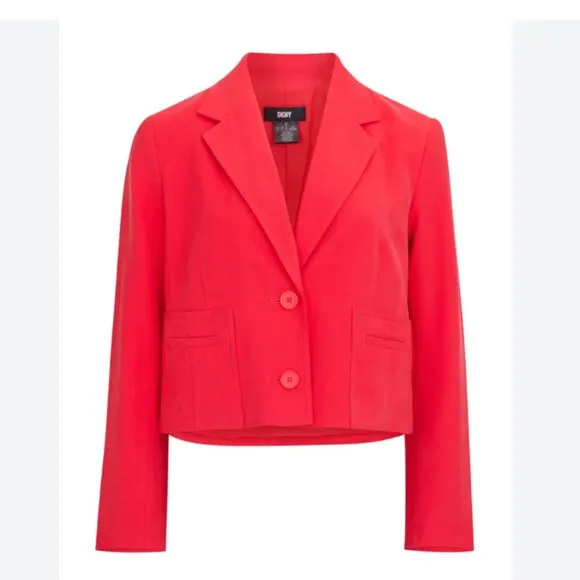 NWT DKNY  Long Sleeve Cargo Pocket Cropped Blazer IN COLOR FLAME