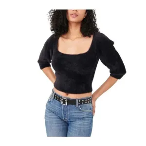 NWT Free People Moonbeam Cropped Pullover Sweater in Black