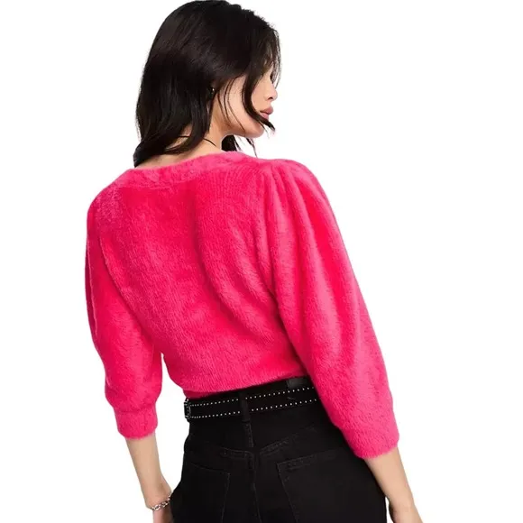 NWT Free People Moonbeam Cropped Pullover Sweater in Black