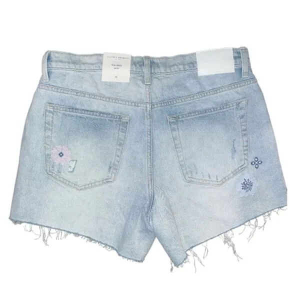 NWT Lucky Brand Womens floral embroidered 90s Midi Shorts size 10/30