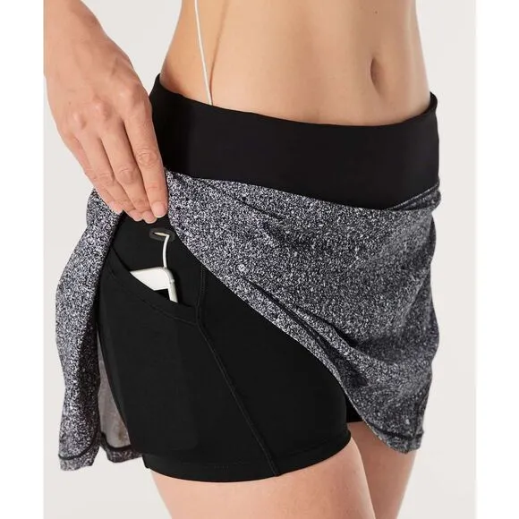 NWT Lululemon Size 2 Tall Circuit Breaker Skirt II Luminesce Black Skort Tennis