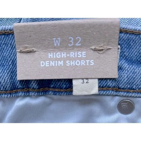 NWT Madewell High-Rise Denim Shorts in Astell Wash: Ripped Edition, Size 32