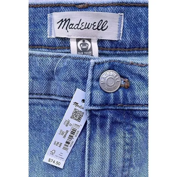 NWT Madewell High-Rise Denim Shorts in Astell Wash: Ripped Edition, Size 32