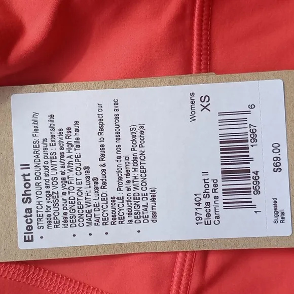 NWT PRANA WOMEN'S ELECTA SHORT II Bike Shorts W/Pockets In Carmine Red