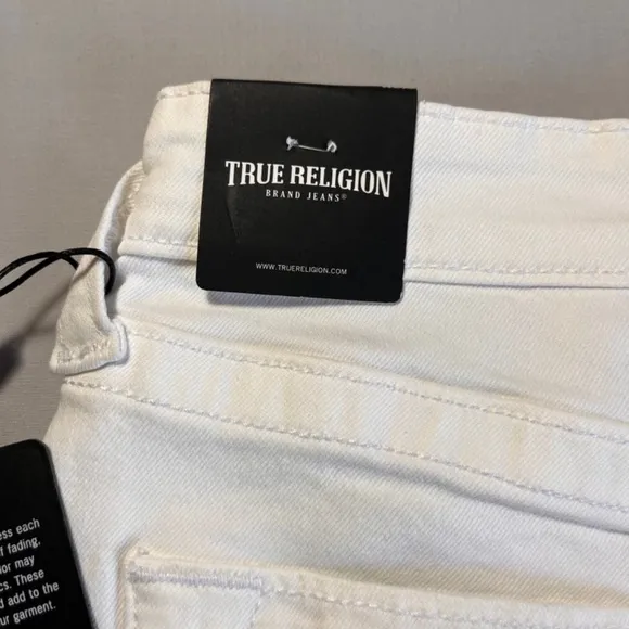 NWT TRUE RELIGION Maisie Vintage High Rise White Denim Fray Hem Jean Shorts