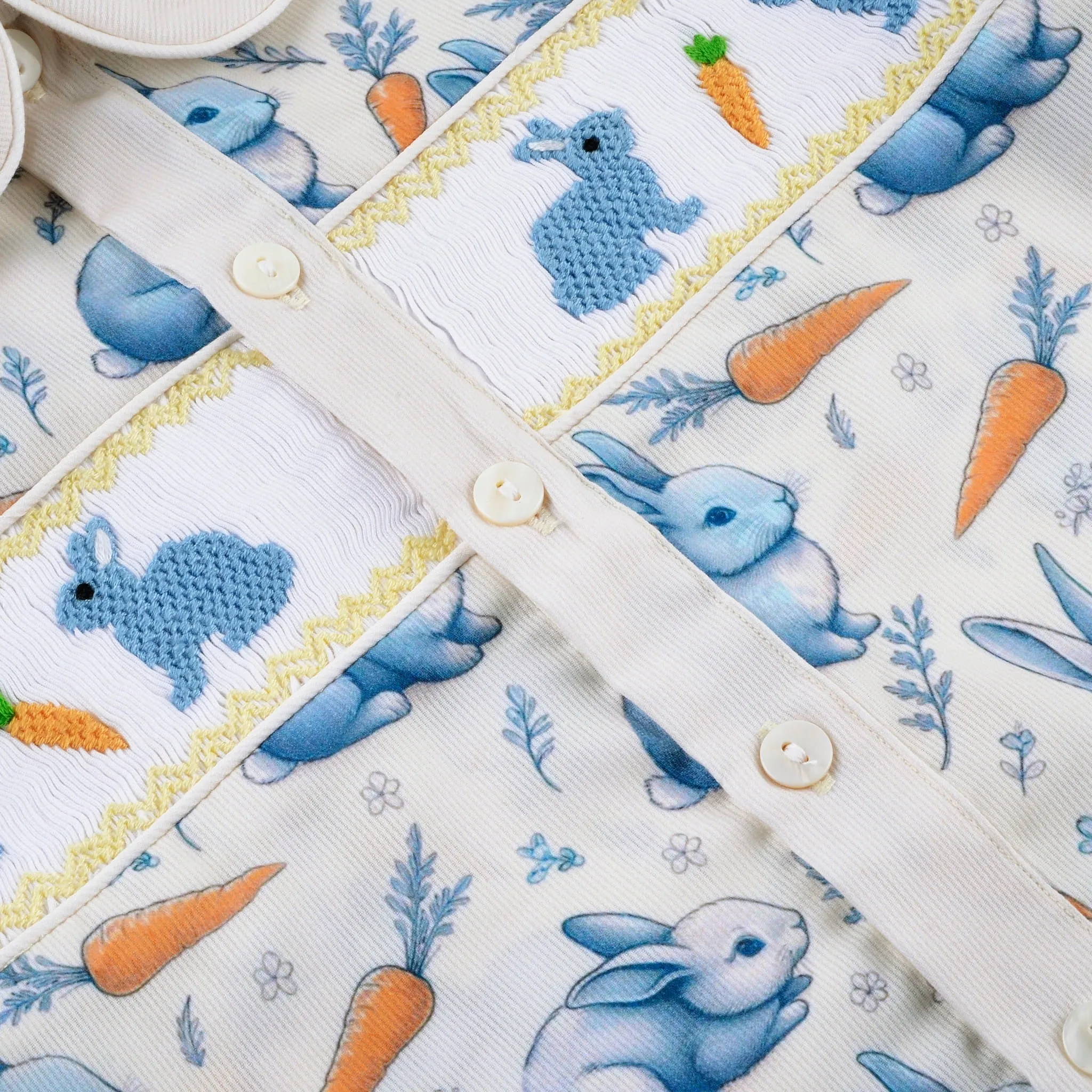 Ocean Baby Boys Blue And Cream Bunny Themed Pyjama Set (3M-5Yrs) Pjs