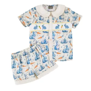 Ocean Baby Boys Blue And Cream Bunny Themed Pyjama Set (3M-5Yrs) Pjs