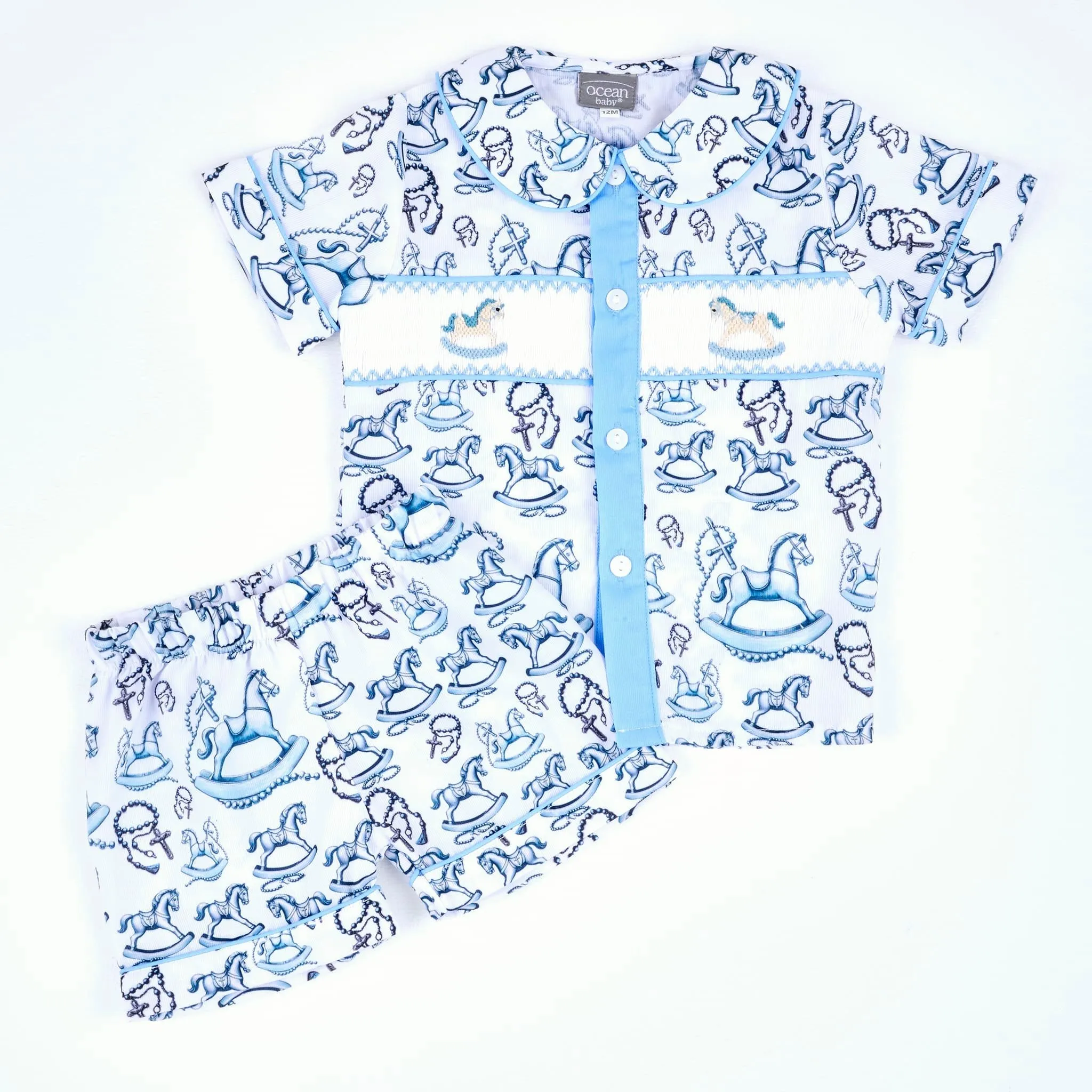 Ocean Baby Boys Rocking Horse With Rosary Pyjama & Night-Coat Set (3M-6Yrs)