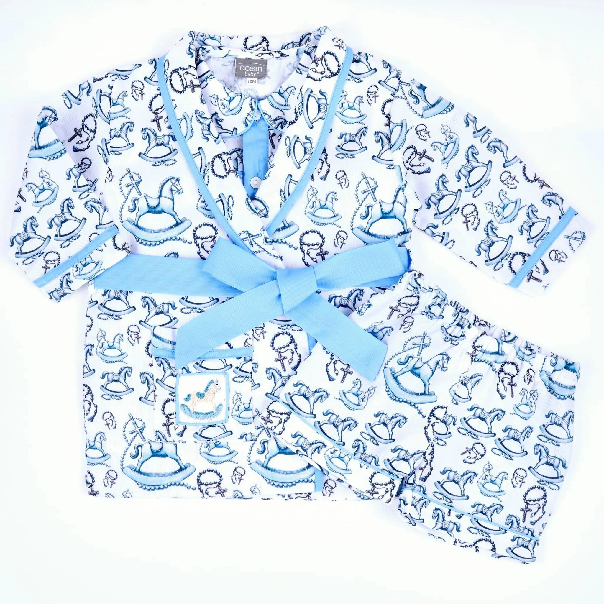 Ocean Baby Boys Rocking Horse With Rosary Pyjama & Night-Coat Set (3M-6Yrs)