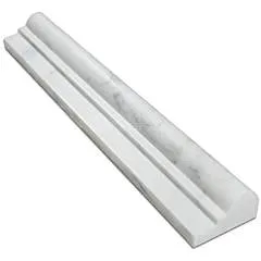 Oriental White (Eastern White) Marble OG-1 Single-Step Chair Rail Molding Trim, Polished