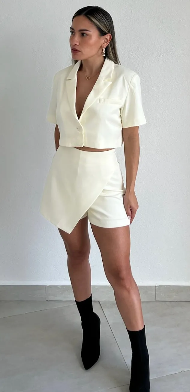 Perfect Company Cropped Blazer Two-Piece Set