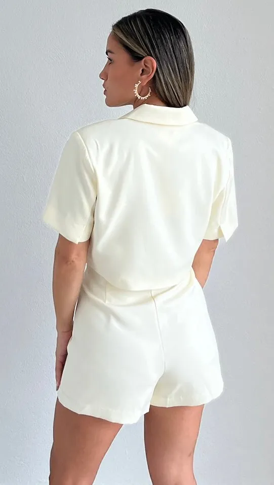 Perfect Company Cropped Blazer Two-Piece Set