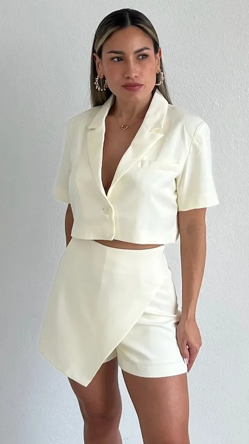 Perfect Company Cropped Blazer Two-Piece Set