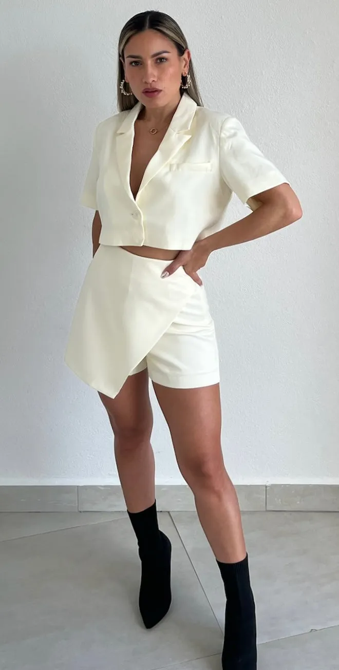 Perfect Company Cropped Blazer Two-Piece Set