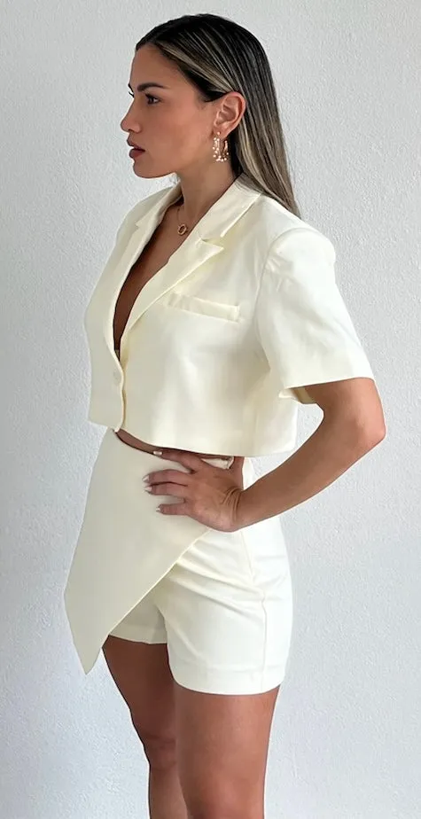 Perfect Company Cropped Blazer Two-Piece Set