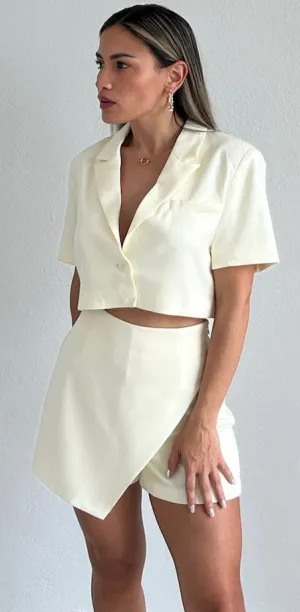 Perfect Company Cropped Blazer Two-Piece Set