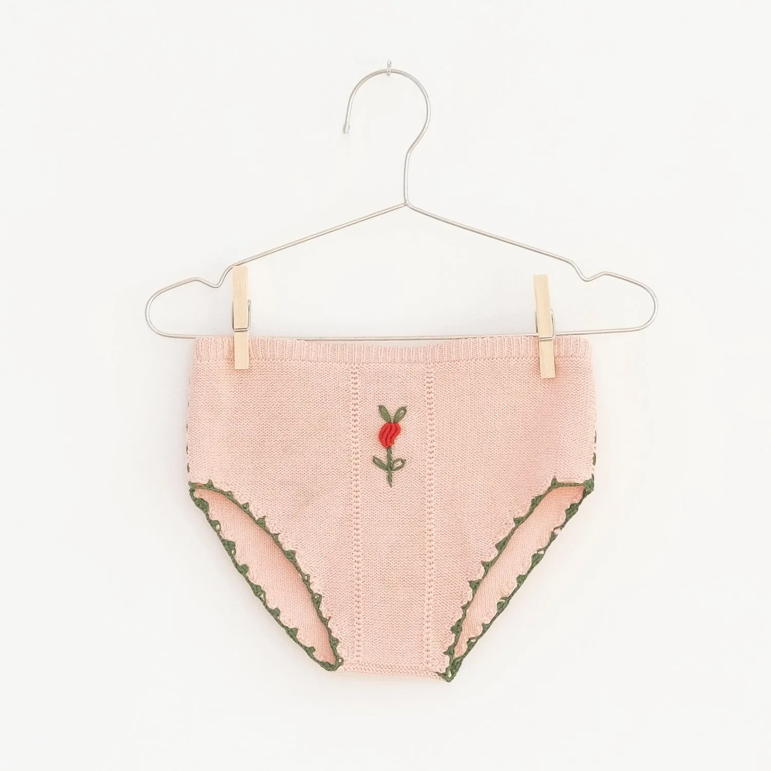 Pink Flowers Knit Shorties by Fish & Kids