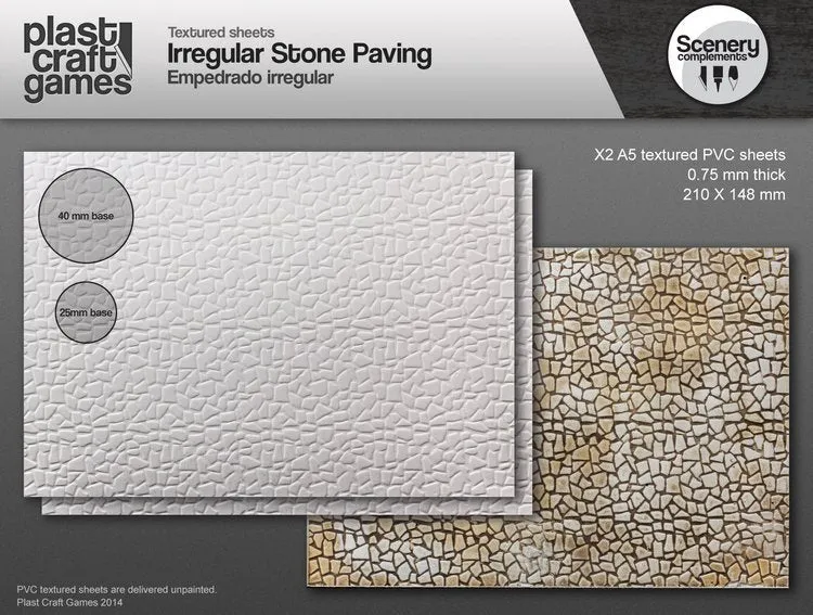 Plast Craft Games: Textured Plastic Sheets - Stone Paving  28mm to 35mm Scale