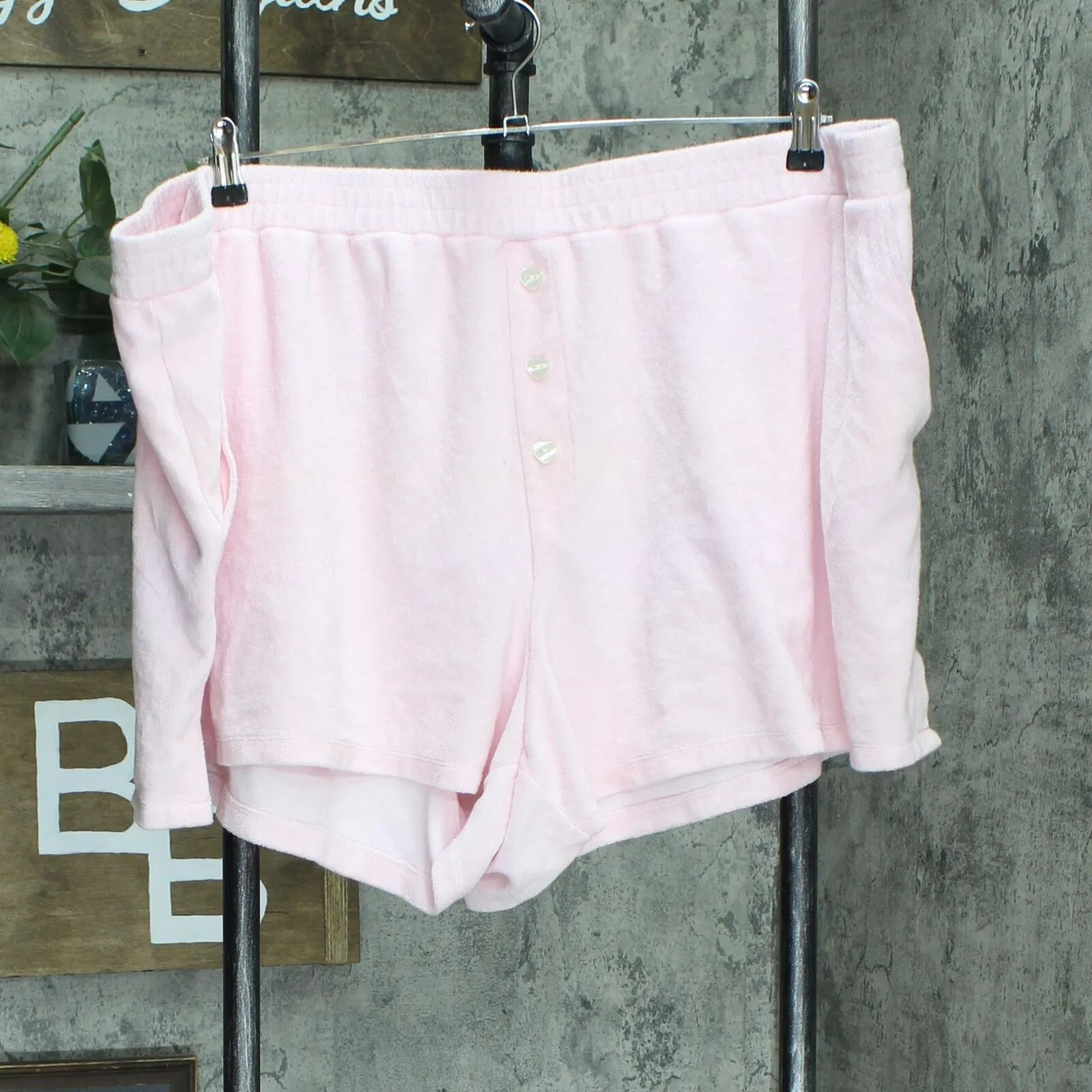 Private Label Women’s Light Pink Terry Beach Cloth Shorts Pink 3X