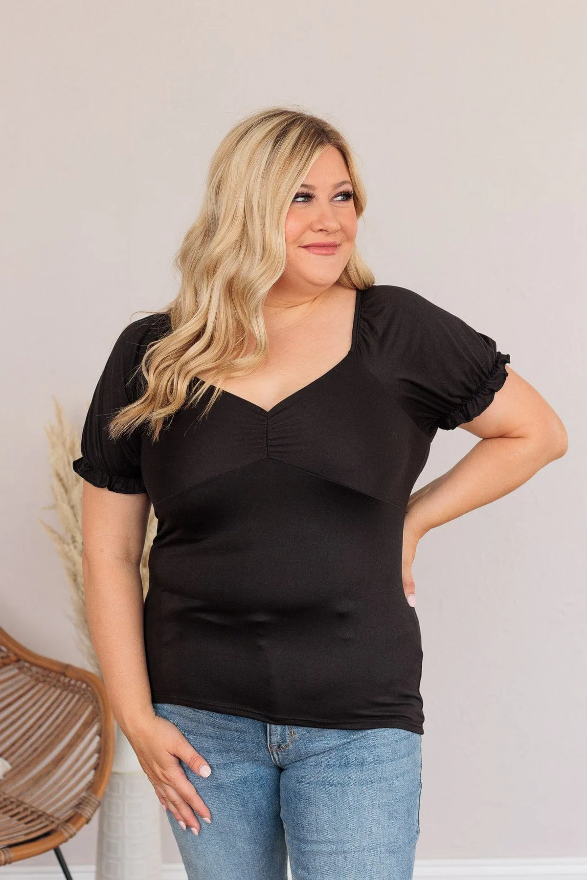 Pure Emotions Babydoll Top- Black