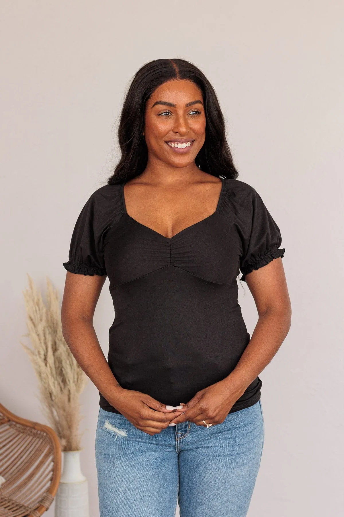 Pure Emotions Babydoll Top- Black