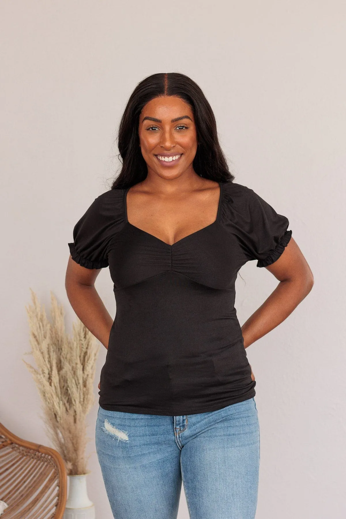 Pure Emotions Babydoll Top- Black