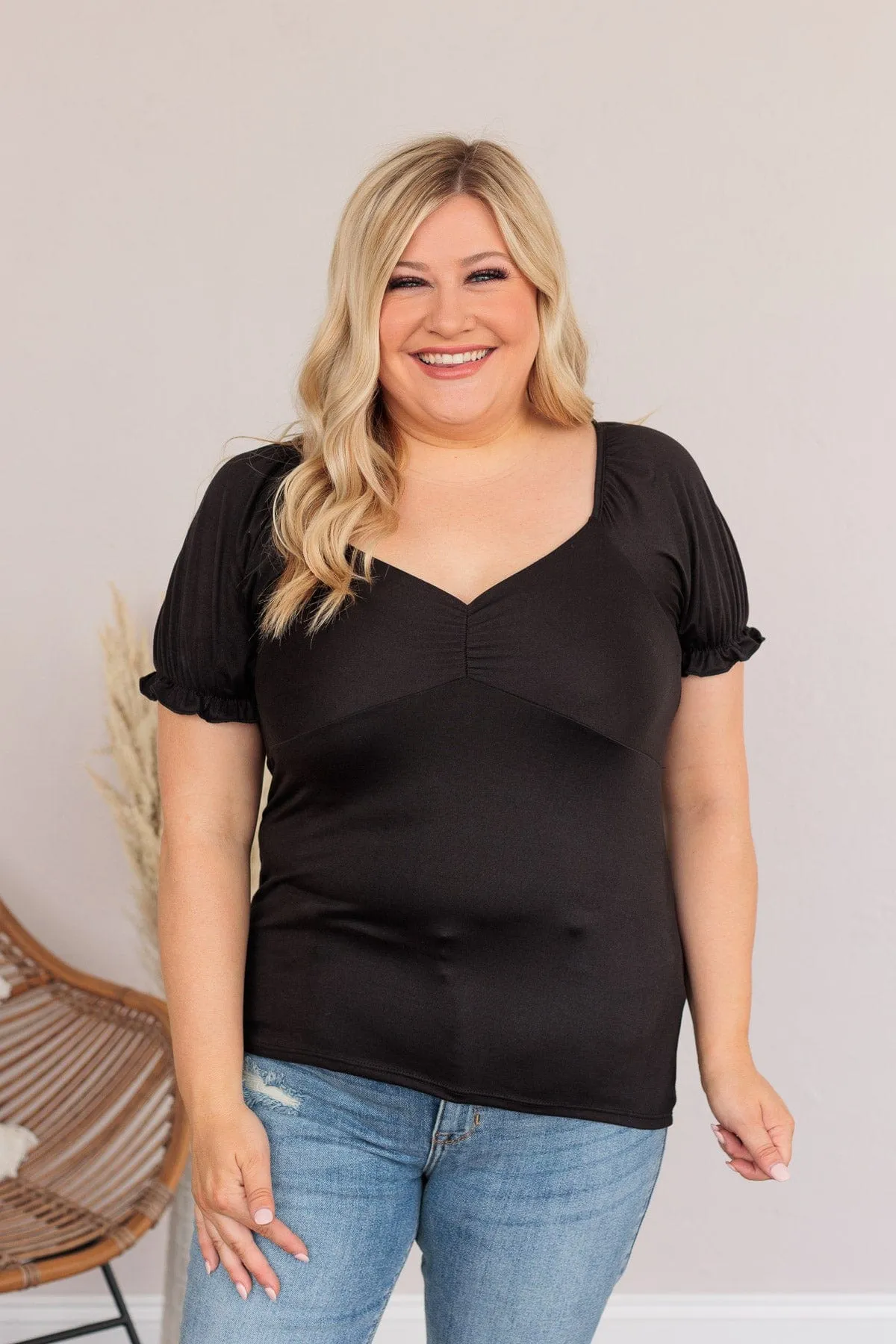 Pure Emotions Babydoll Top- Black