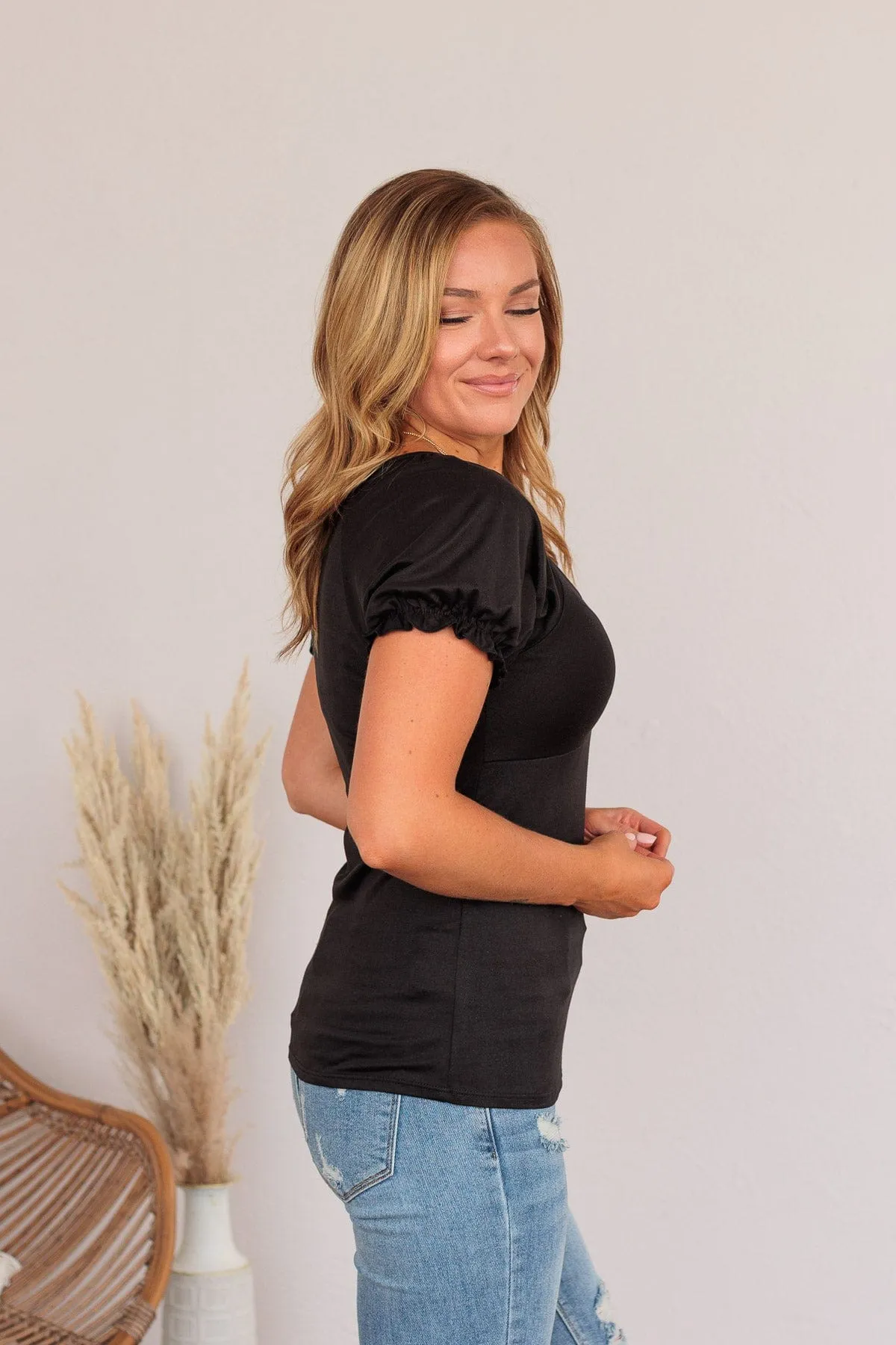Pure Emotions Babydoll Top- Black