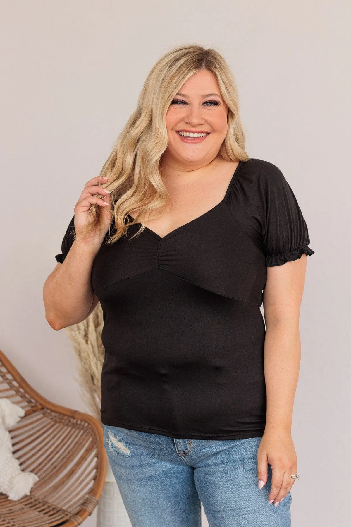 Pure Emotions Babydoll Top- Black