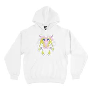 "Catboy Cafe" Basic Hoodie White/Light Pink