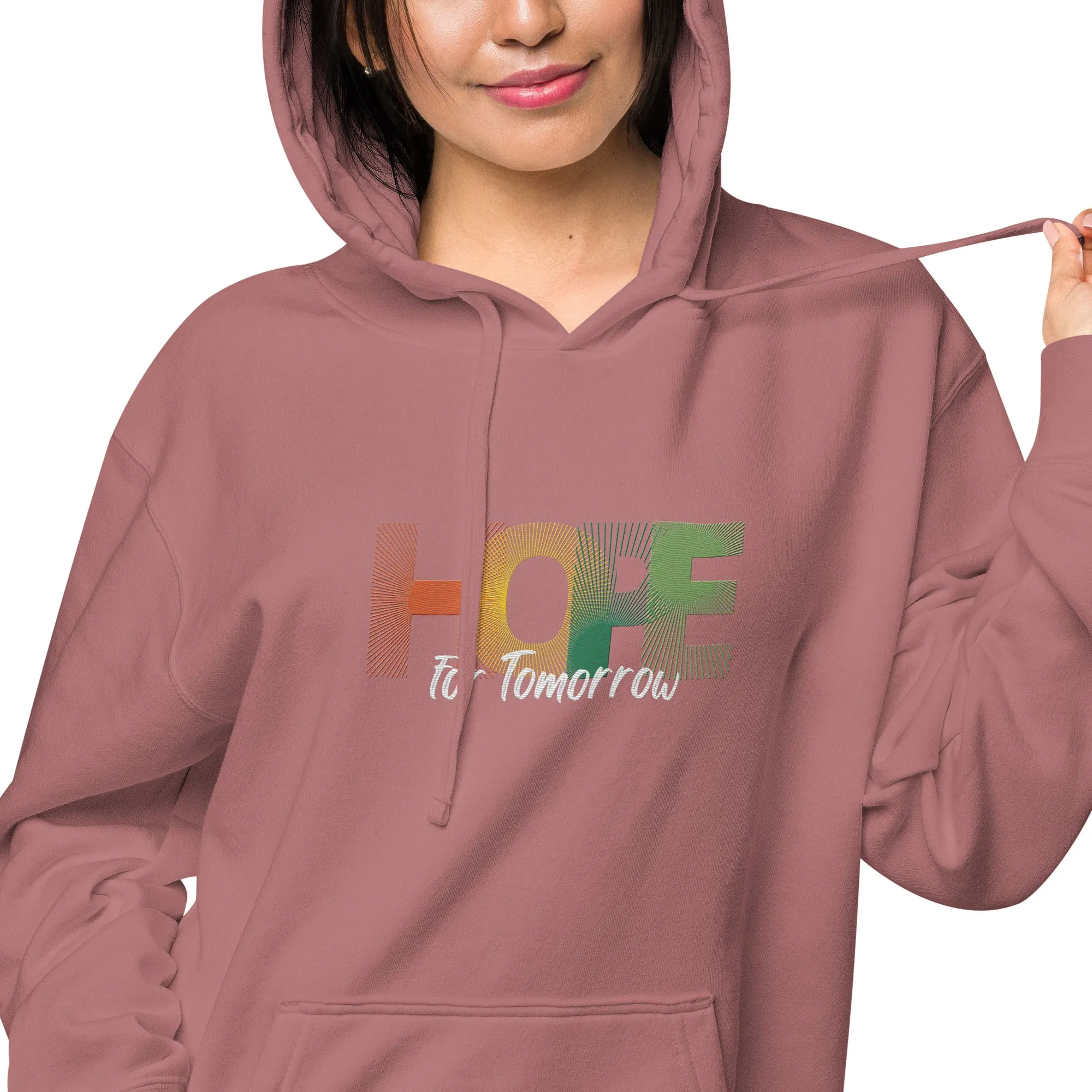 "Hope for Tomorrow" Unisex pigment-dyed hoodie