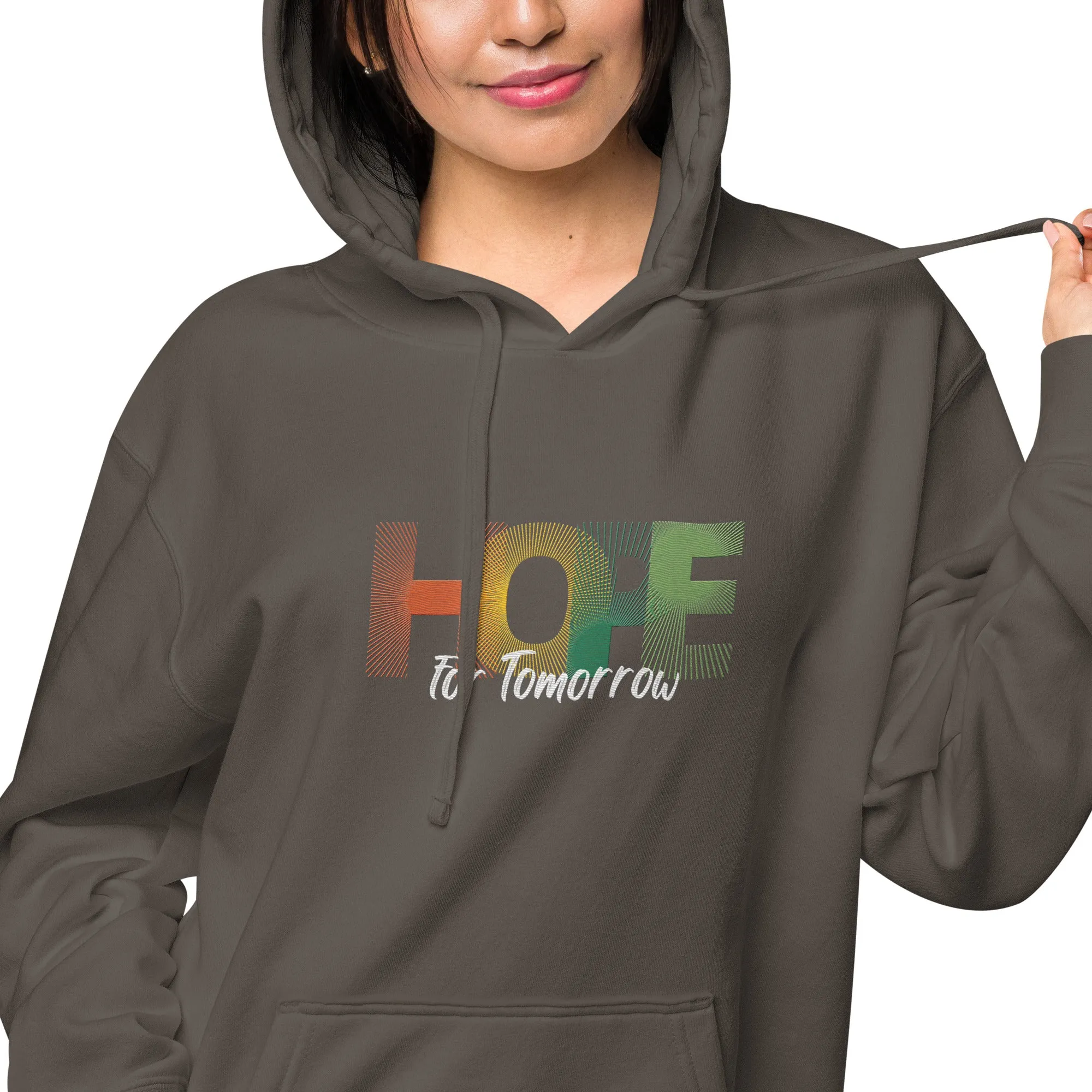 "Hope for Tomorrow" Unisex pigment-dyed hoodie