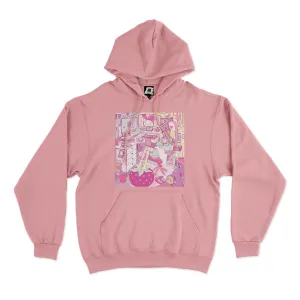 "Strawberry Mood" Fleece Hoodie Light Pink