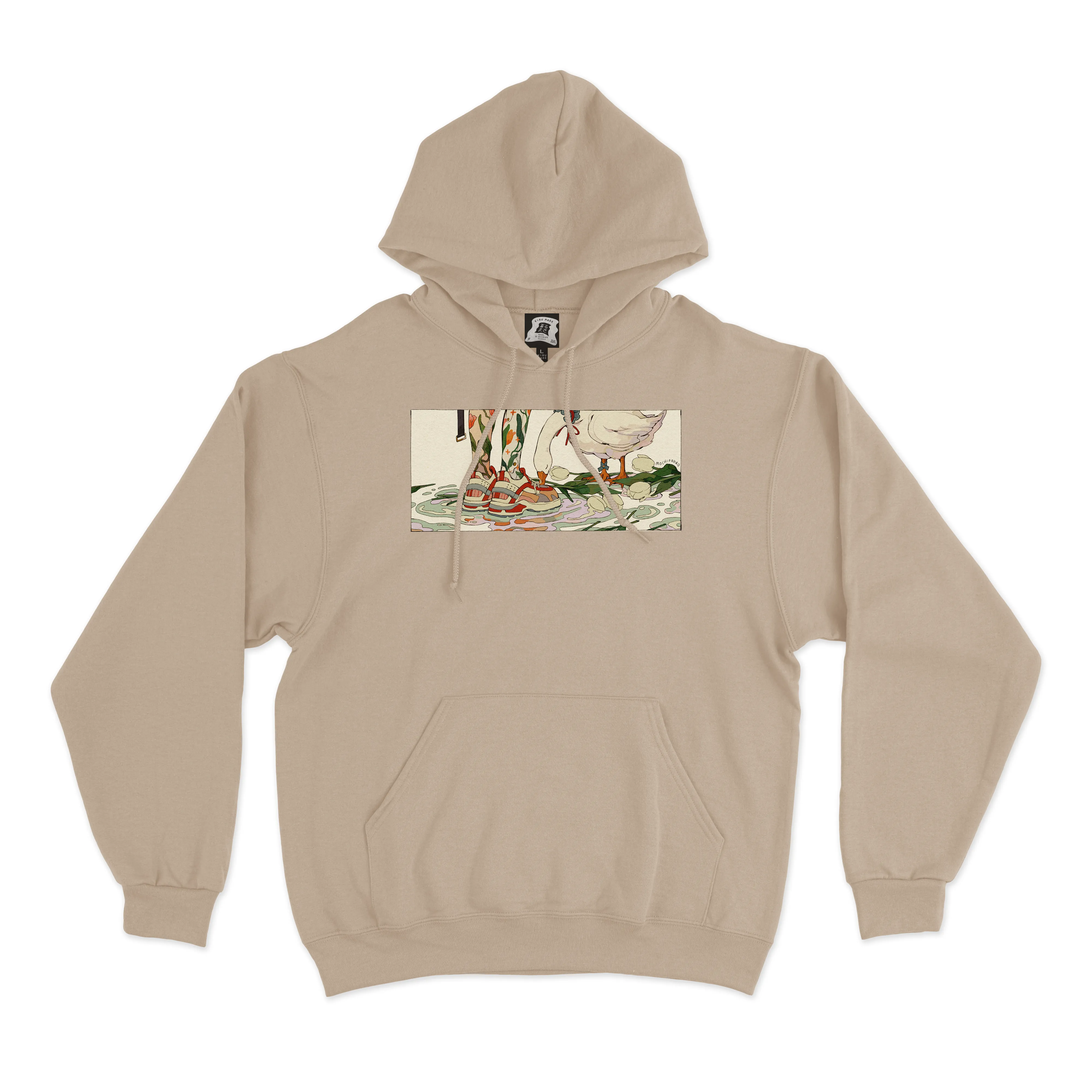 "Traces of Memories #1" Fleece Hoodie Beige/Light Pink
