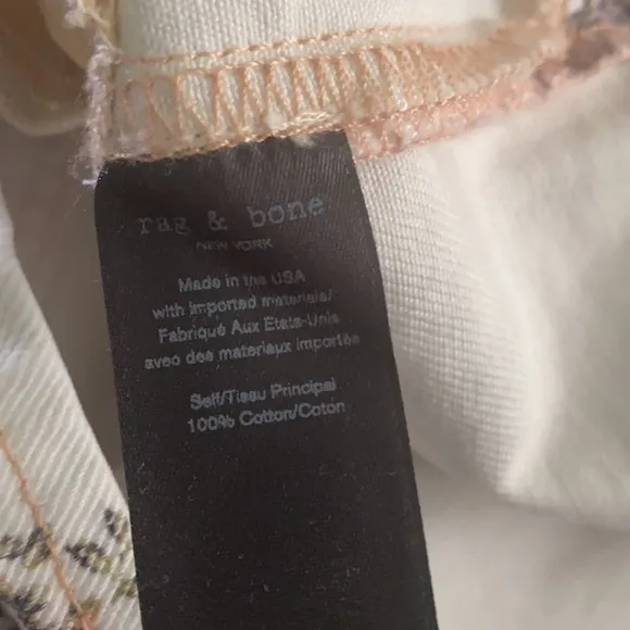 Rag &amp; Bone Ellie cotton denim short in white micro floral size 26 Spring Break