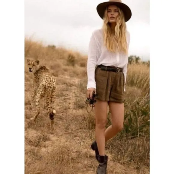 Rails Monty Linen Shorts in Canteen Nwt Size Large
