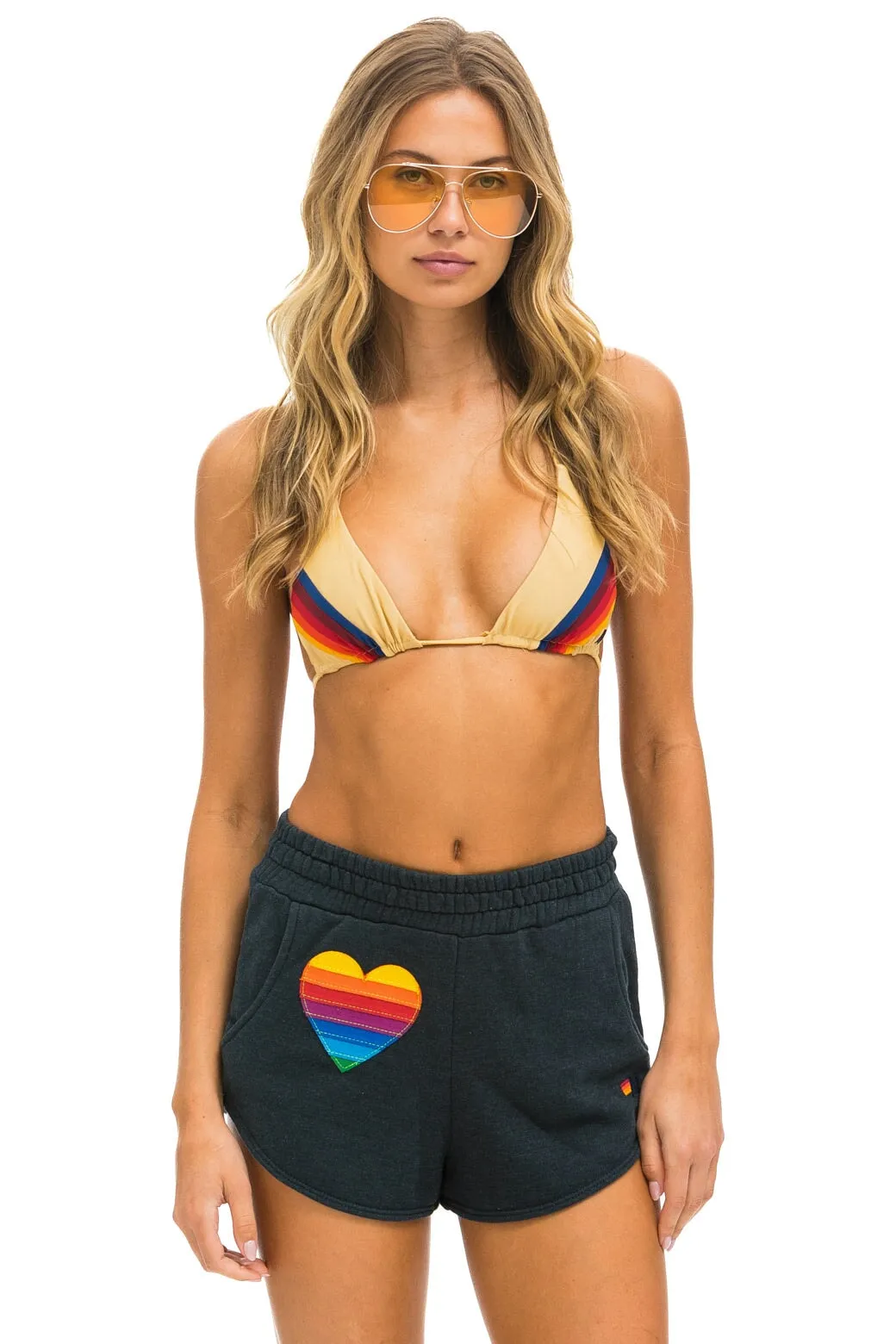 RAINBOW HEART STITCH LOUNGER SHORT - CHARCOAL