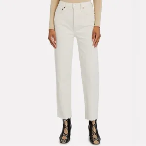 REDONE 70s High Rise Stove Pipe Buttonfly Jeans in Vintage White Sz 27
