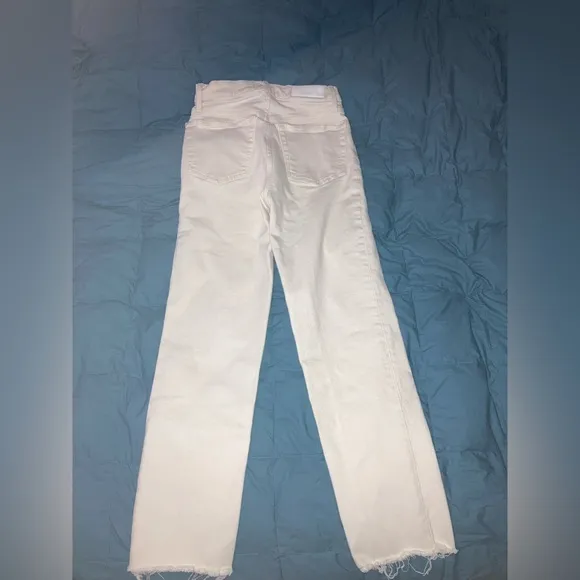 REDONE 70s High Rise Stove Pipe Buttonfly Jeans in Vintage White Sz 27