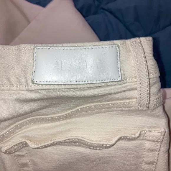 REDONE 70s High Rise Stove Pipe Buttonfly Jeans in Vintage White Sz 27
