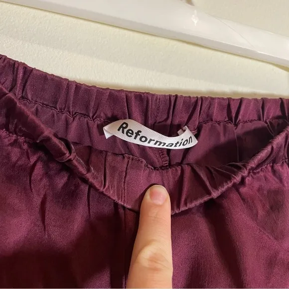 Reformation Sorely Silk Shorts in Plum size XS