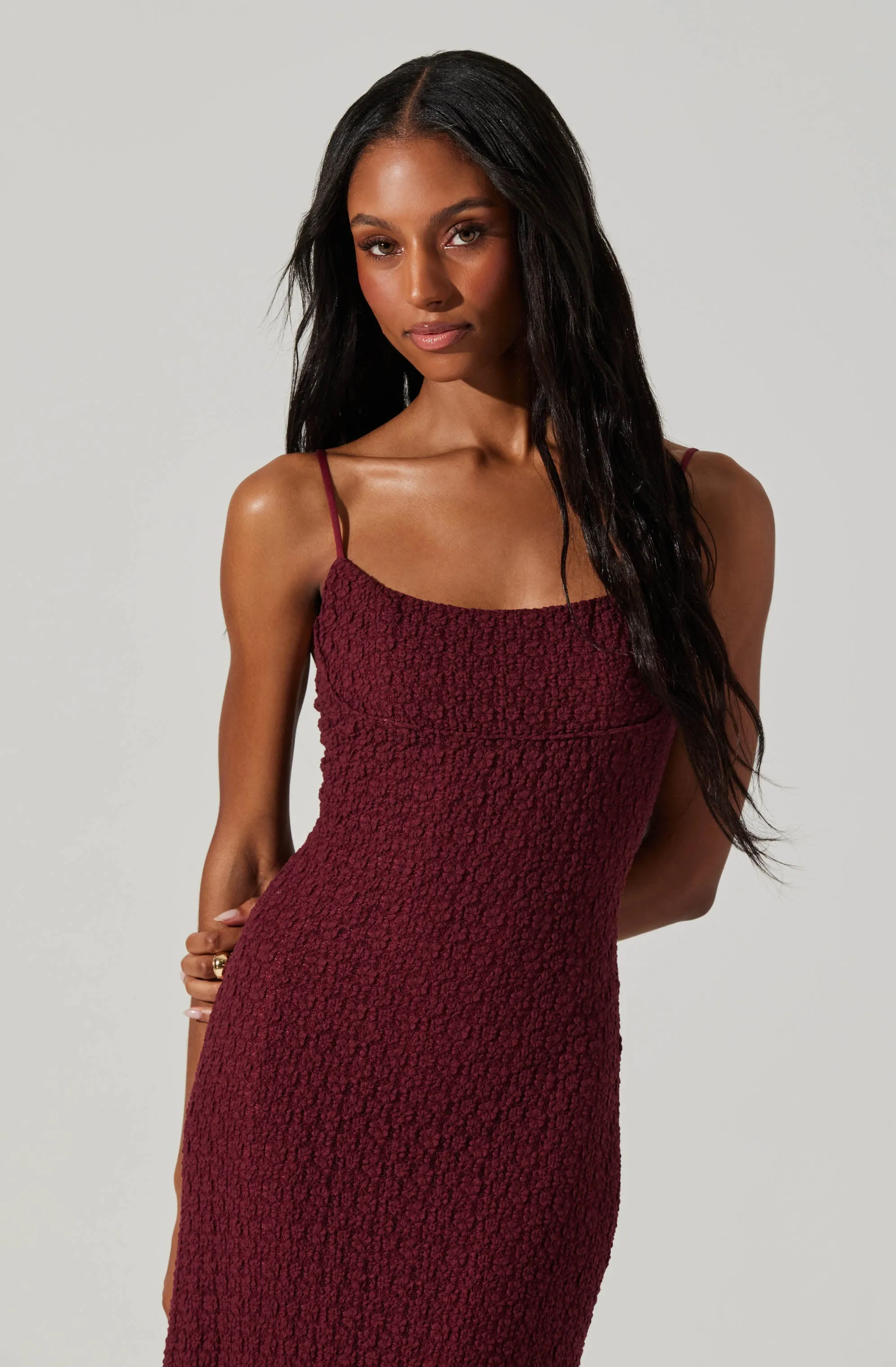 Renaisse Textured Maxi Dress