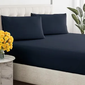 Renee Taylor 300 Thread Count 100% Organic Cotton Fitted and Pillow Case Set  - Turbulence