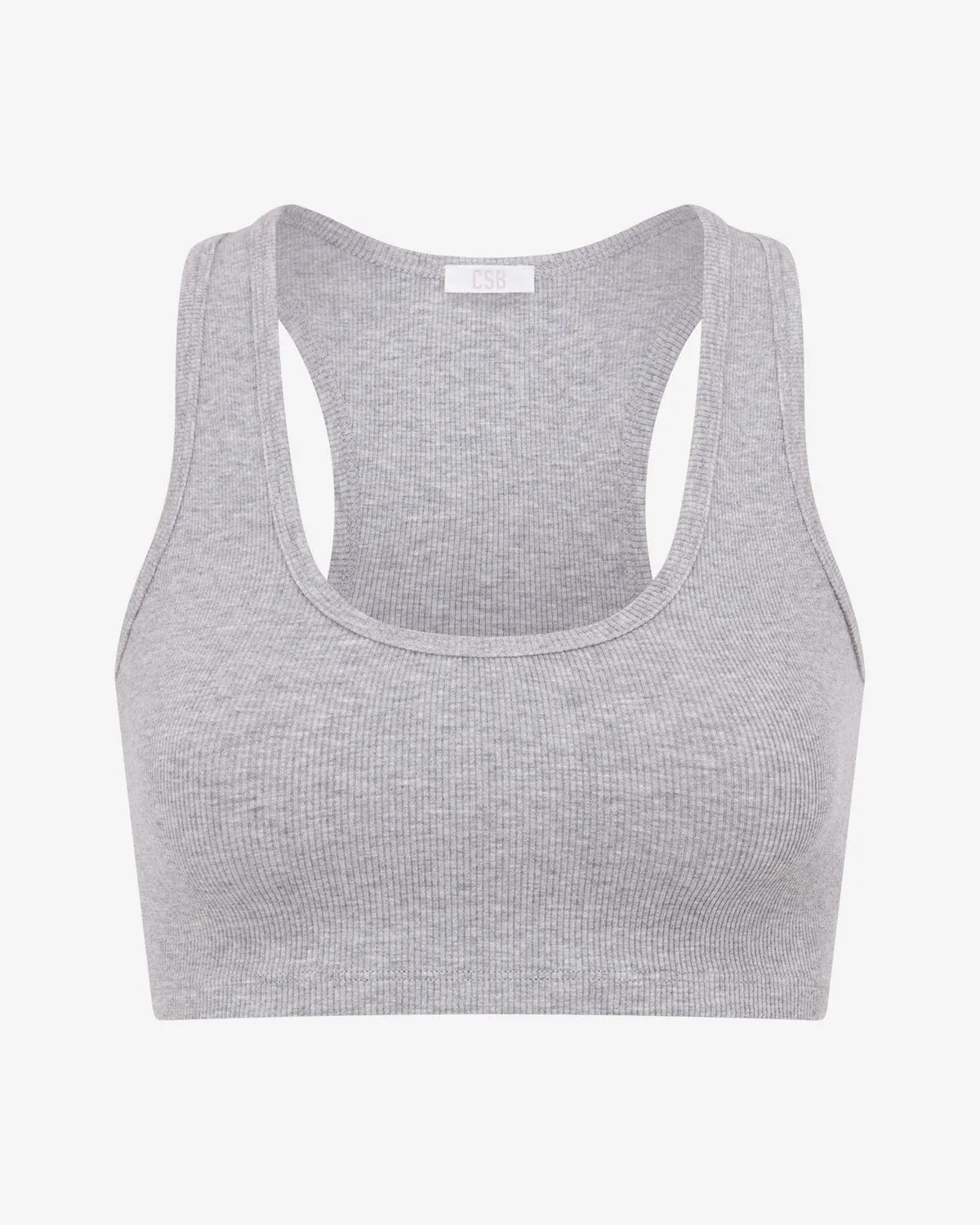 Rib Cropped Tank | Cloud Marl